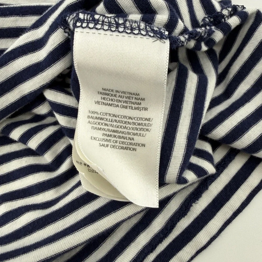 Ralph Lauren Mens Medium Navy White Striped Red Pony Short Sleeve‎ Polo Shirt